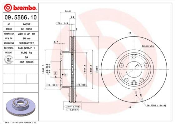 Brake Disc PRIME LINE 09.5566.10