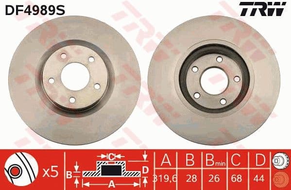 Brake Disc TRW SINGLE DF4989S - image 4