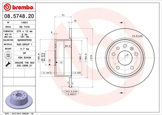 Brake Disc PRIME LINE 08.5748.20