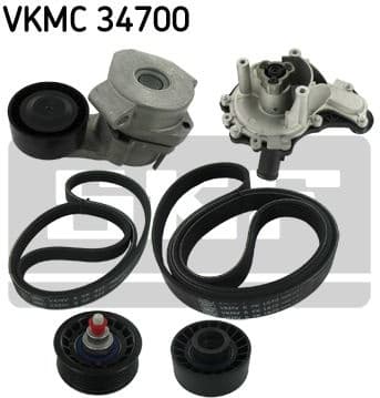 Water Pump + V-ribbed Belt Kit VKMC 34700