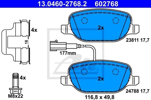 Brake Pad Set, disc brake 13.0460-2768.2
