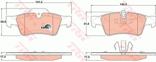 Brake pads rear, Top Quality GDB1643