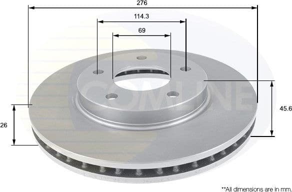 Brake disc, 1pcs FRONT ADC0381V