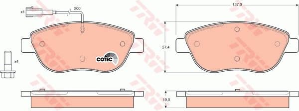 Brake Pad Set, disc brake COTEC GDB1483
