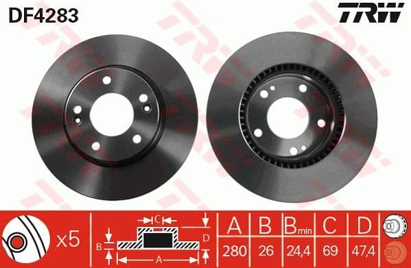Brake discs kit front (2pcs), Top Quality DF4283 - image 4