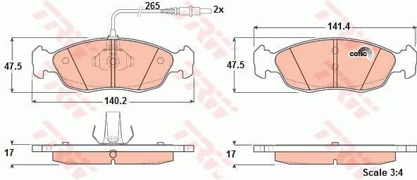 Brake Pad Set, disc brake COTEC GDB1104