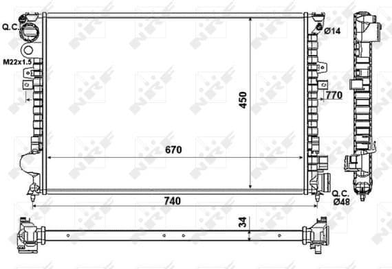 Radiator, engine cooling 58993