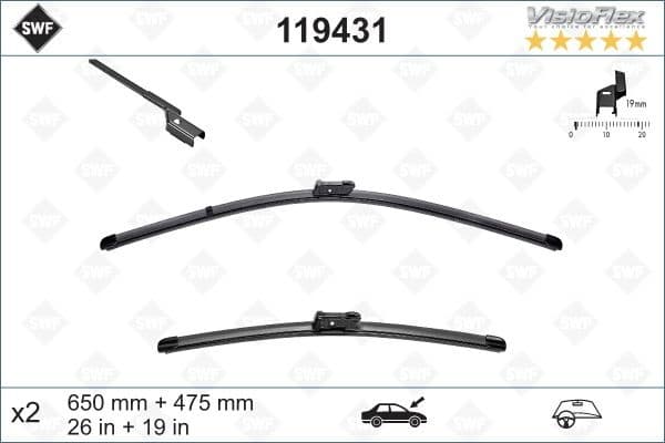 Wiper Blade DAS ORIGINAL SET 119431 - image 2