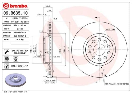 Brake Disc PRIME LINE - UV Coated 09.B635.11