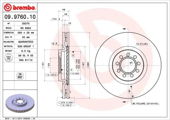 Brake Disc PRIME LINE 09.9760.10