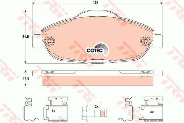 Brake pads front, Top Quality GDB1761