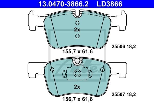 Brake Pad Set, disc brake ATE Ceramic 13.0470-3866.2