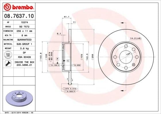 Brake Disc PRIME LINE 08.7637.10