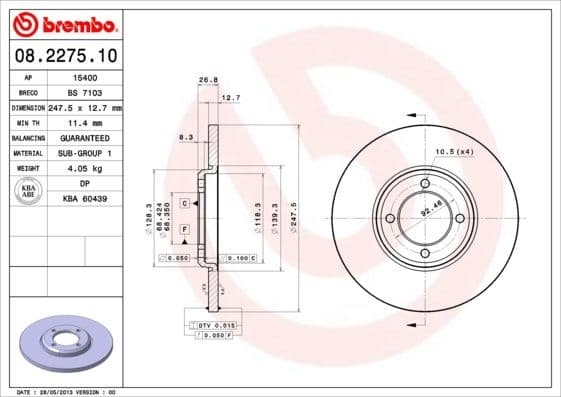 Brake Disc PRIME LINE 08.2275.10