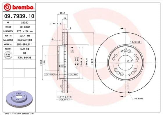 Brake Disc PRIME LINE 09.7939.10
