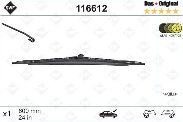 Wiper Blade DAS ORIGINAL SINGLE 116612