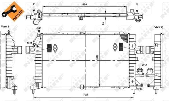Radiator, engine cooling EASY FIT 53415