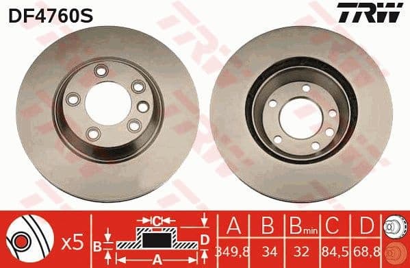 Brake disc, 1pcs FRONT, Top Quality DF4760S