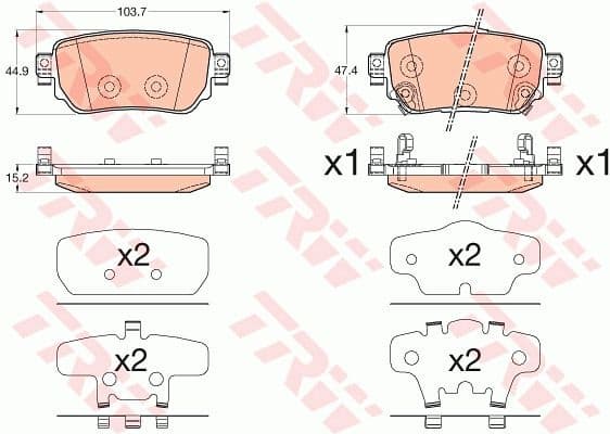 Brake pads rear, Top Quality GDB3617