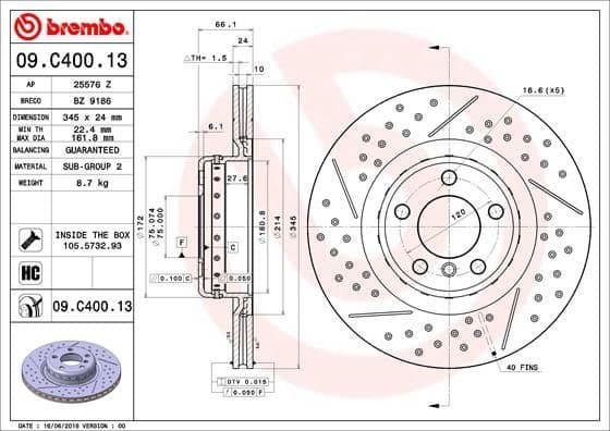 Brake Disc PRIME LINE - Composite 09.C400.13