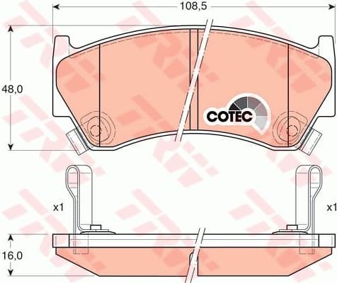 Brake Pad Set, disc brake COTEC GDB3180
