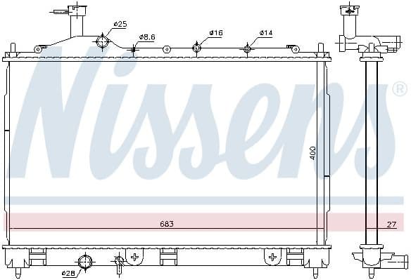 Radiator, engine cooling 628987