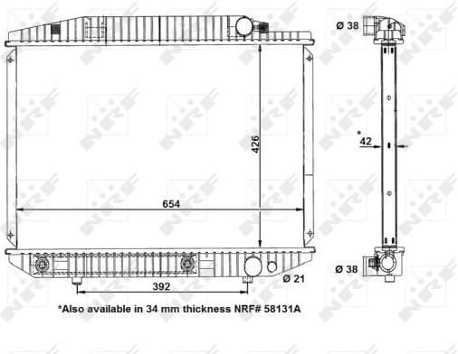 Radiator, engine cooling EASY FIT 58131