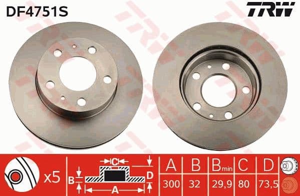 Brake Disc TRW SINGLE DF4751S - image 4