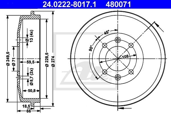 Brake Drum 24.0222-8017.1