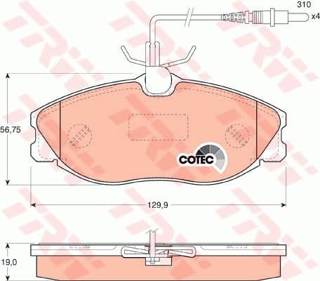 Brake Pad Set, disc brake COTEC GDB1194