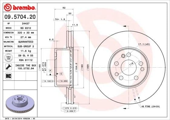 Brake Disc PRIME LINE 09.5704.20