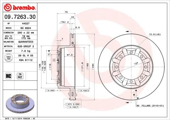 Brake Disc PRIME LINE 09.7263.30