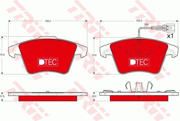 Brake Pad Set, disc brake DTEC COTEC GDB1556DTE