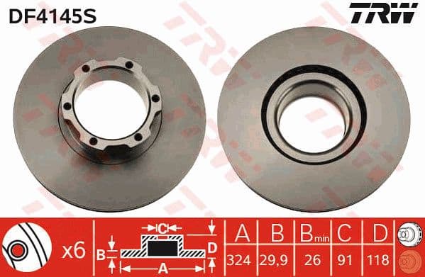Brake Disc TRW SINGLE DF4145S