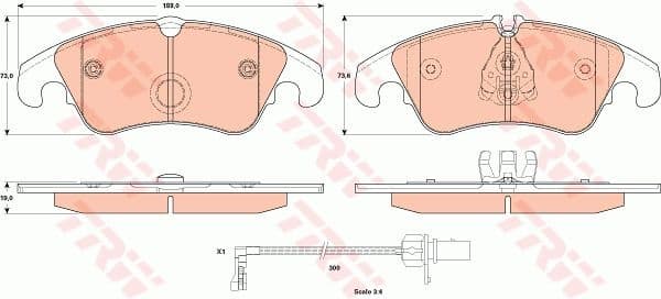 Brake pads front, Top Quality GDB1908