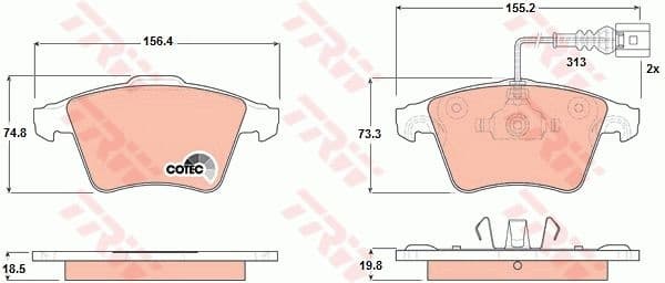 Brake pads front, Top Quality GDB1651