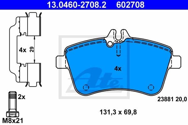 Brake Pad Set, disc brake 13.0460-2708.2 - image 2