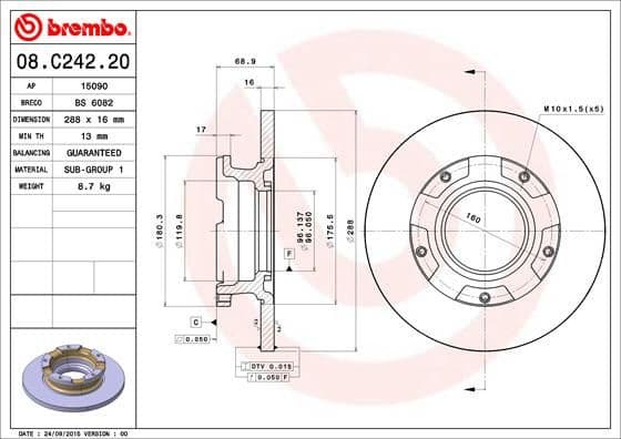 Brake Disc PRIME LINE 08.C242.20