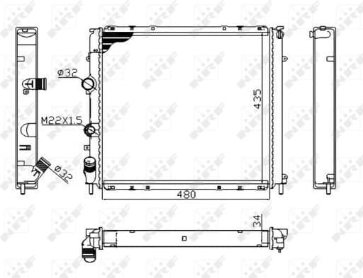 Radiator, engine cooling Economy Class 58075A
