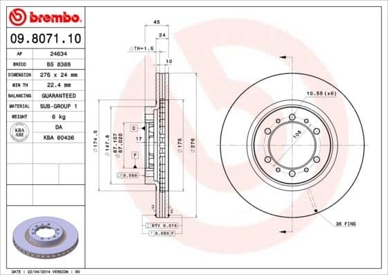 Brake Disc PRIME LINE - UV Coated 09.8071.11