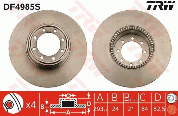 Brake Disc TRW SINGLE DF4985S