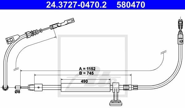Cable Pull, parking brake 24.3727-0470.2
