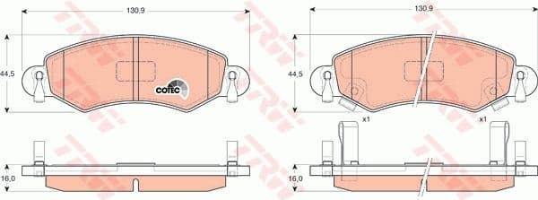 Brake Pad Set, disc brake COTEC GDB1420