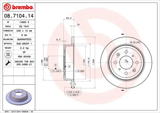 Brake Disc PRIME LINE 08.7104.14