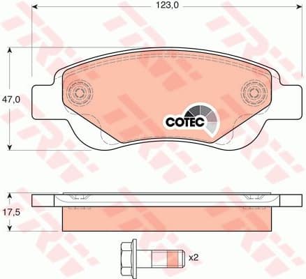 Brake Pad Set, disc brake COTEC GDB1633