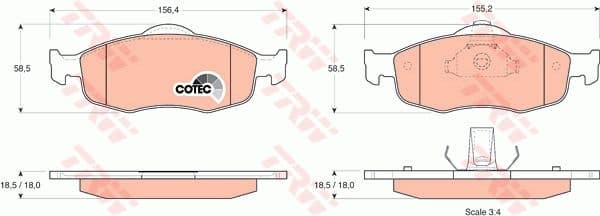 Brake Pad Set, disc brake COTEC GDB1107