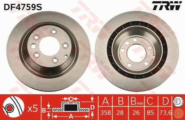 Brake Disc TRW SINGLE DF4759S