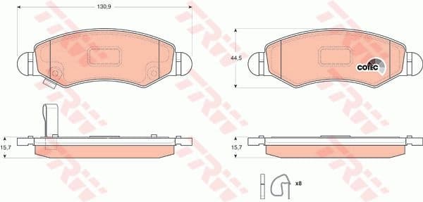 Brake Pad Set, disc brake COTEC GDB3363