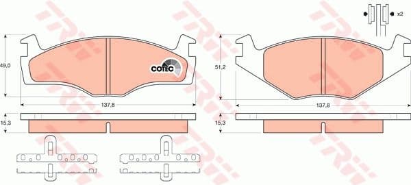 Brake Pad Set, disc brake COTEC GDB459
