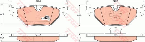Brake Pad Set, disc brake COTEC GDB917